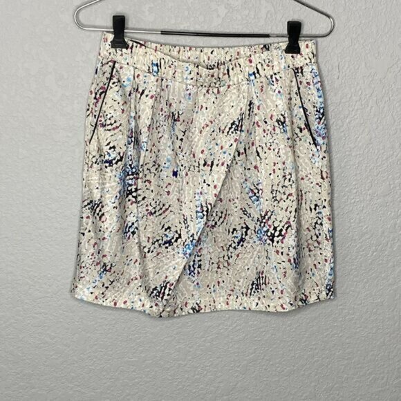 See U Soon Beige Paint Print Tulip Mini Skirt Size 4 - Picture 1 of 7